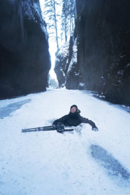Winter at a frozen Oneonta Gorge, Oregon