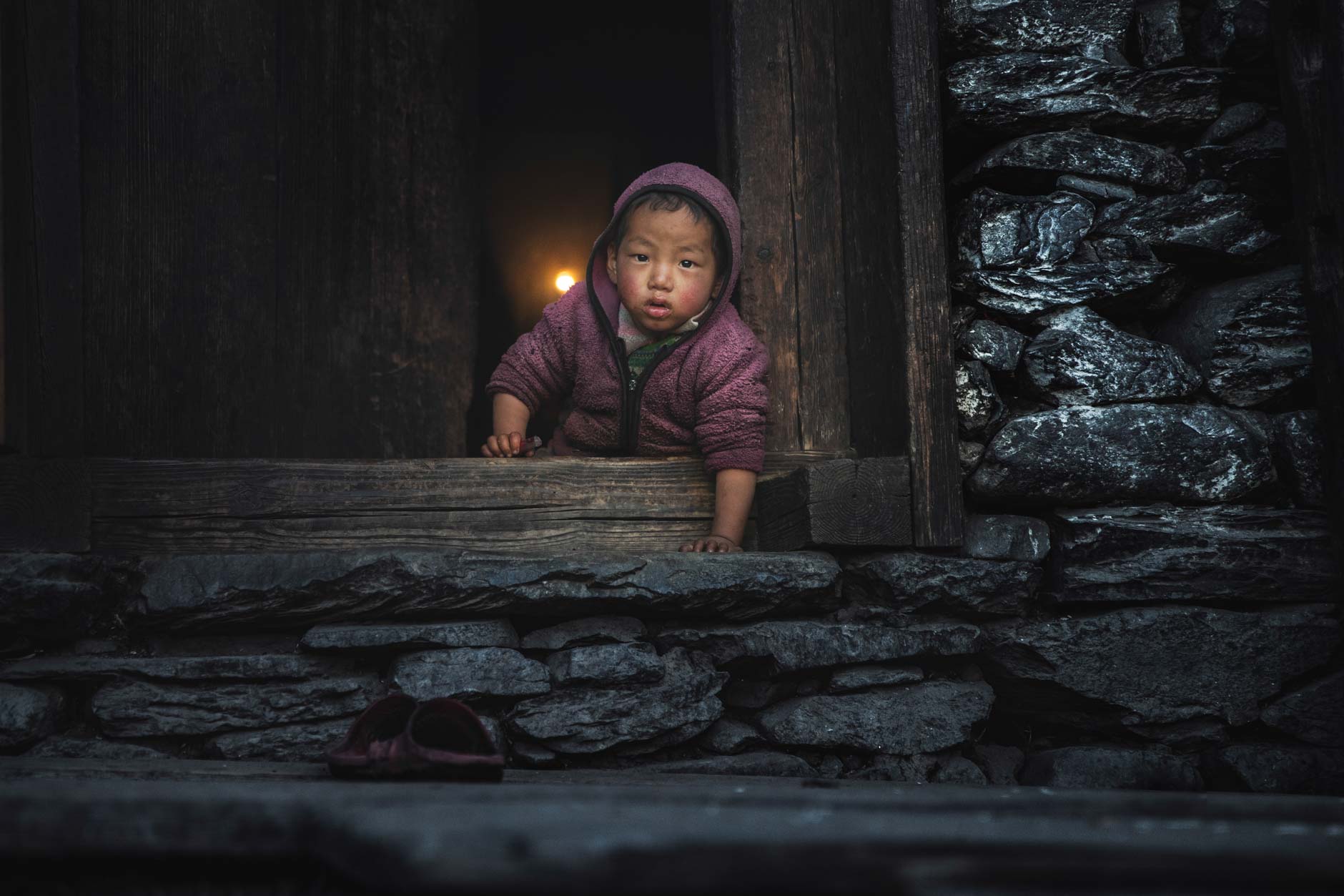 portrait photography of a small boy in Merak, Bhutan