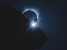 Viral photo of a climber in totality during the total solar eclipse of 2017. Photo taken at Smith Rock state park by Andrew Studer