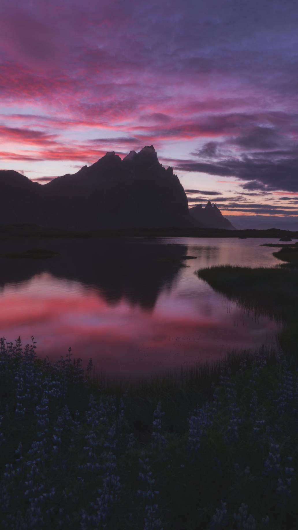 Aerial photography of sunset at Vestrahorn stokesness, Iceland