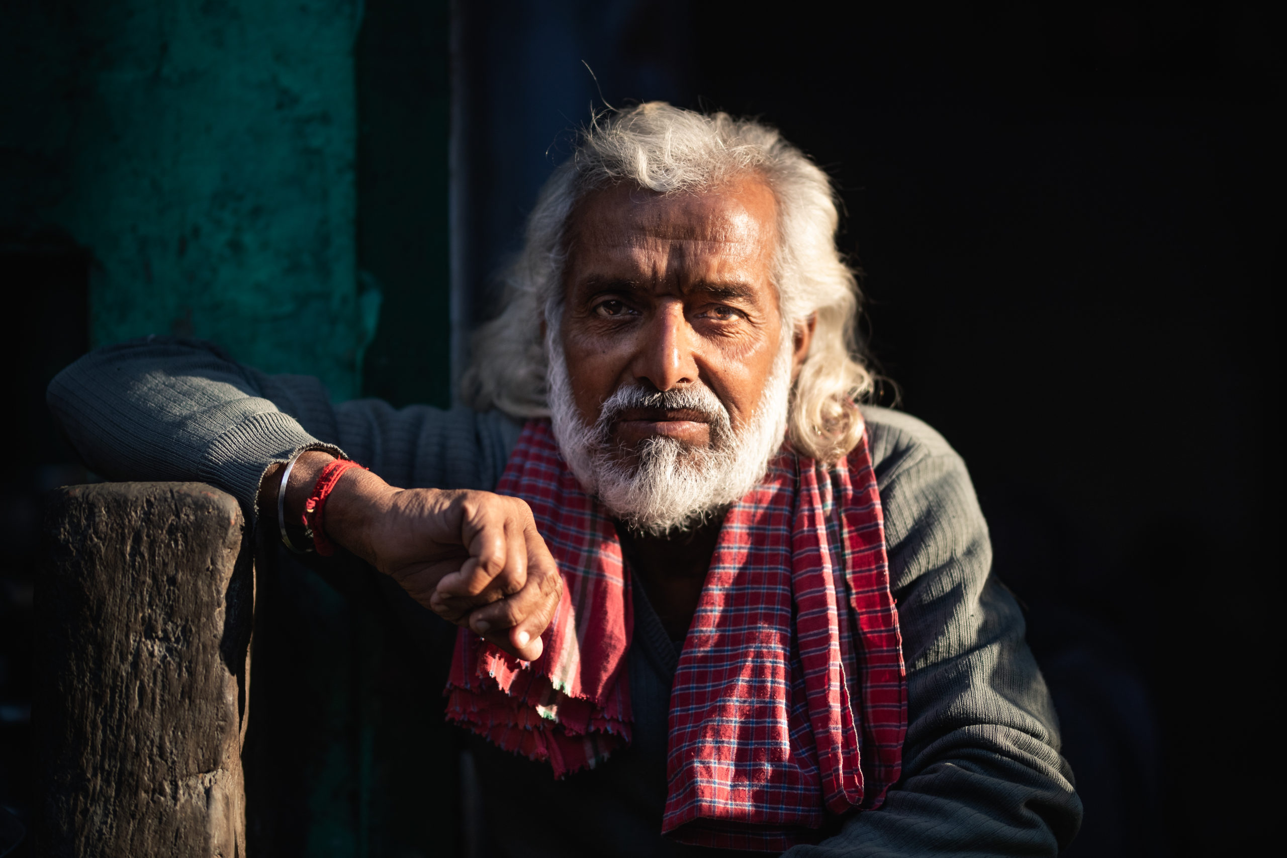 Street Photography of an elderly man during sunset in Mathura, India