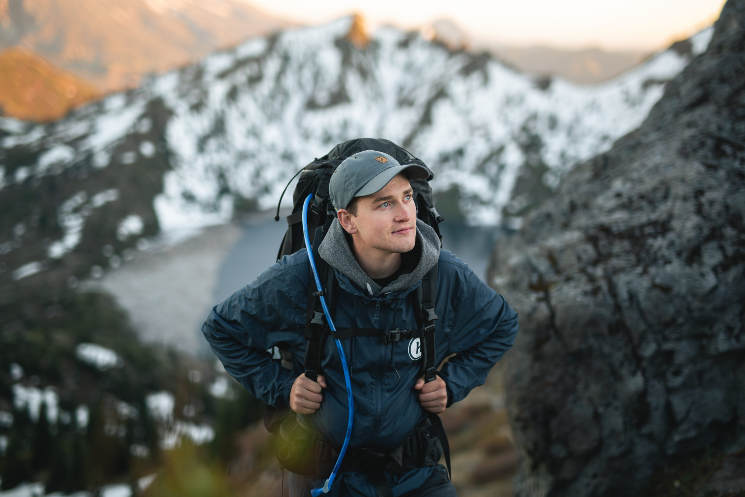 Portrait of Andrew Studer backpacking on Mount St Helens