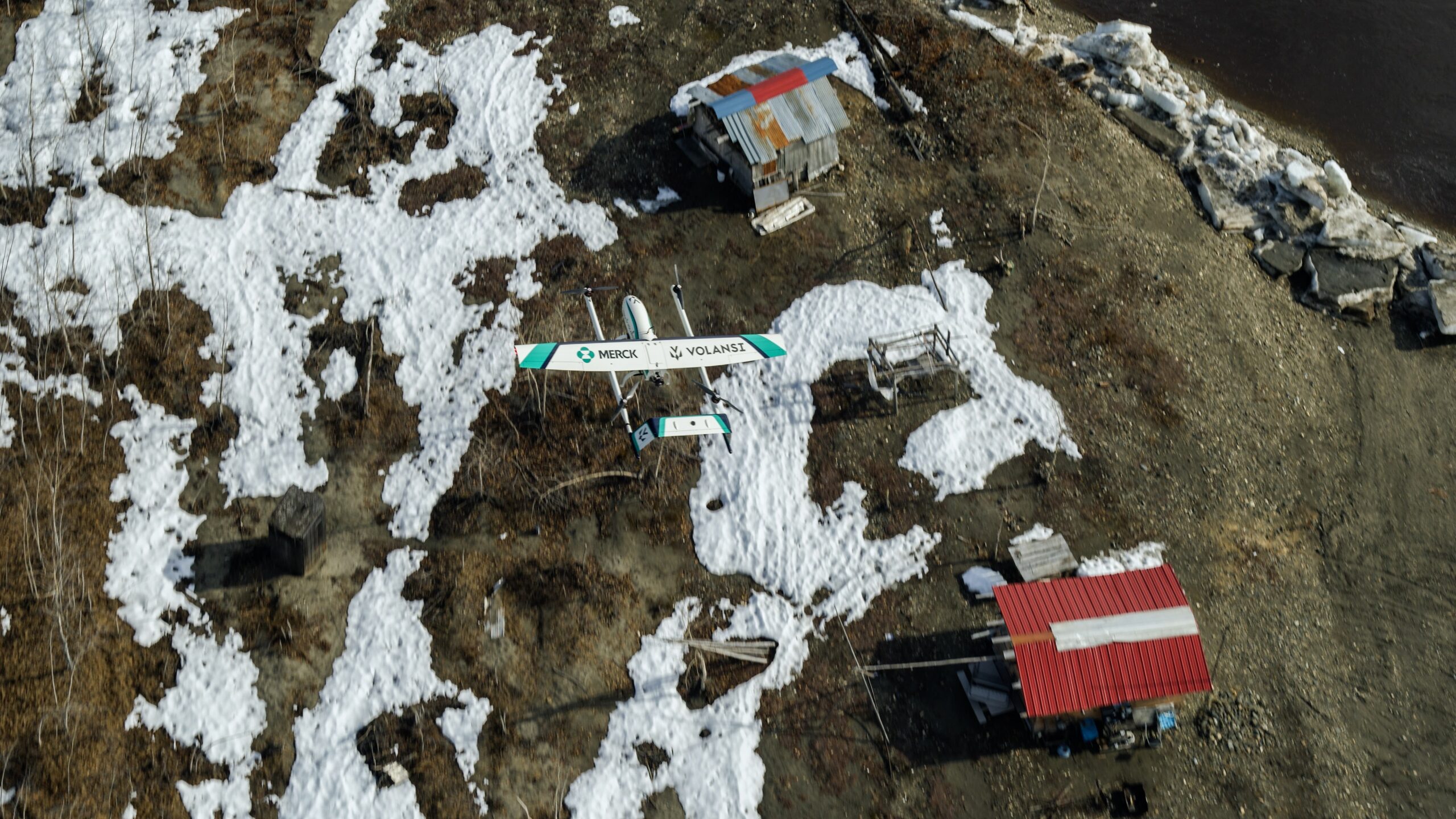 Commercial aerial photography of Volansi's VTOL aircraft in Alaska shot with Toby Harriman