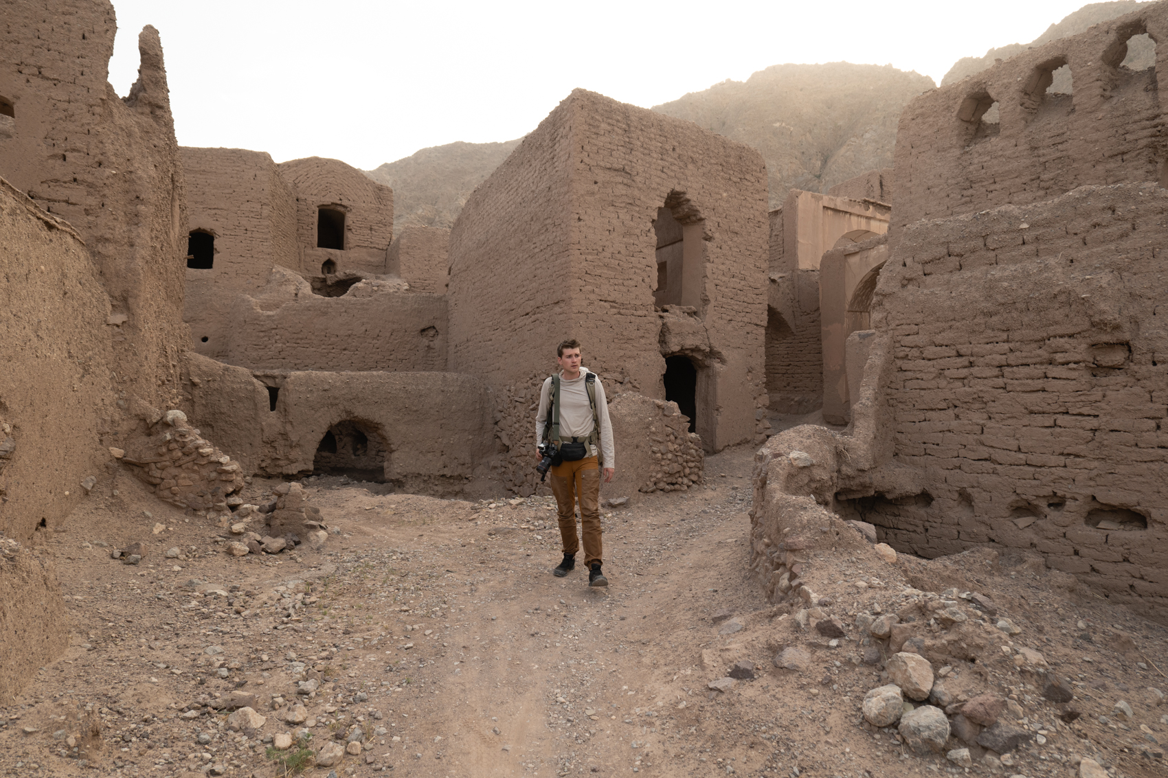 Andrew Studer location scouting ancient ruins in Iran for 'Space to Roam.'